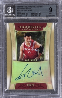 2004-05 UD "Exquisite Collection" Enshrinements Autographs Red #ENYM1 Yao Ming Signed Card (#10/25) – BGS MINT 9/BGS 10
